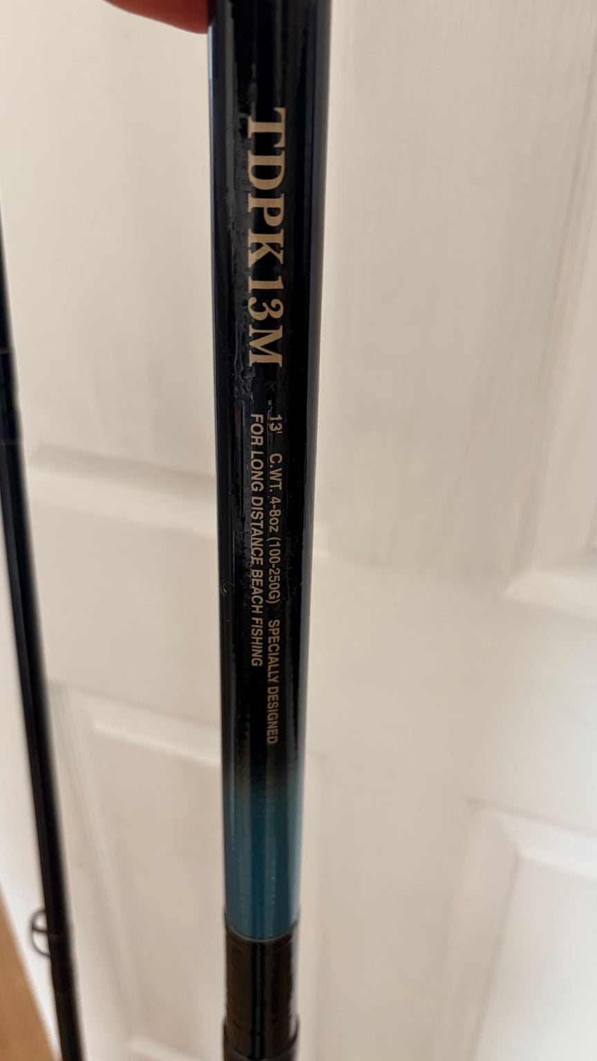 TDPK13M label showing 13ft and casting weight 4–8oz (100–250g)