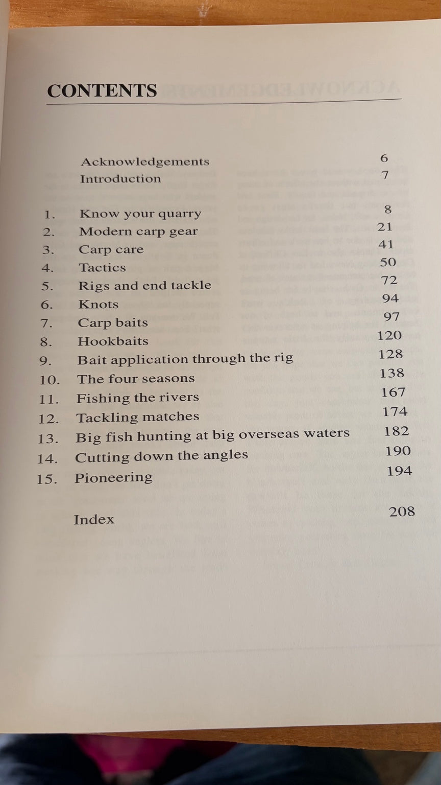 Discover Carp Fishing contents page