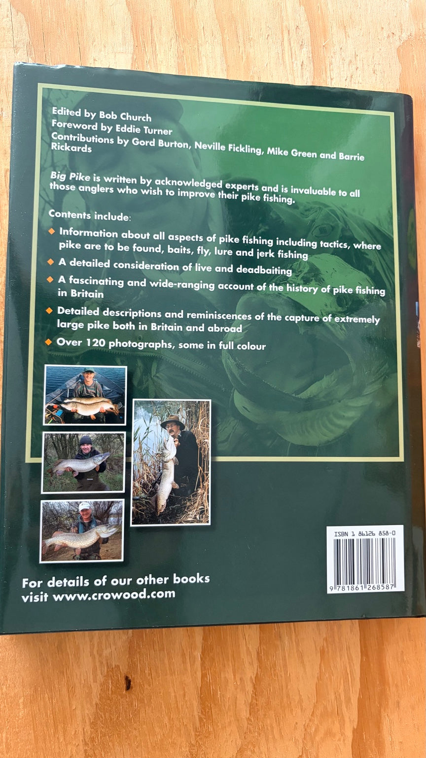 Big Pike hardback fishing book back cover ISBN 9781861268587