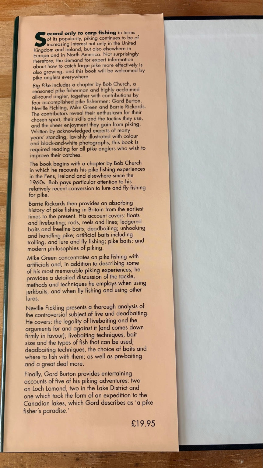 Big Pike dust jacket description and original £19.95 price