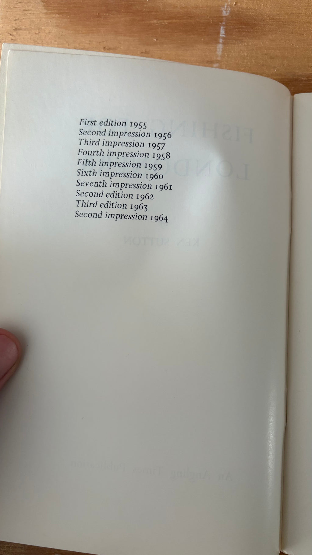 Fishing for Londoners publication history showing 1964 second impression third edition