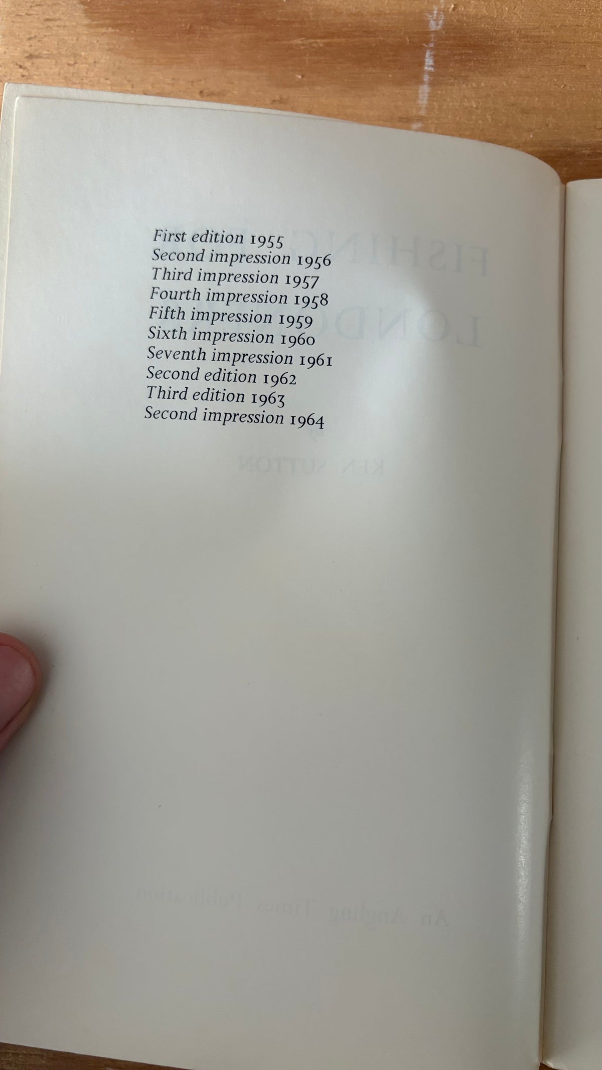 Fishing for Londoners publication history showing 1964 second impression third edition