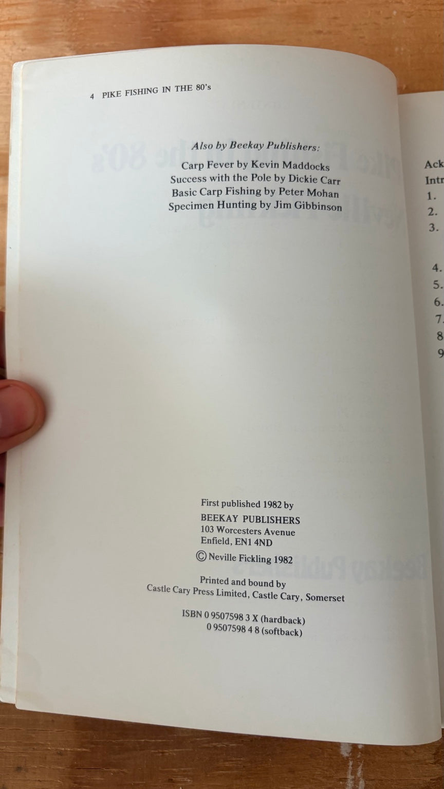 1982 first edition publication and ISBN page