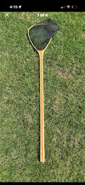 Vintage long handle wooden trout fly fishing landing net